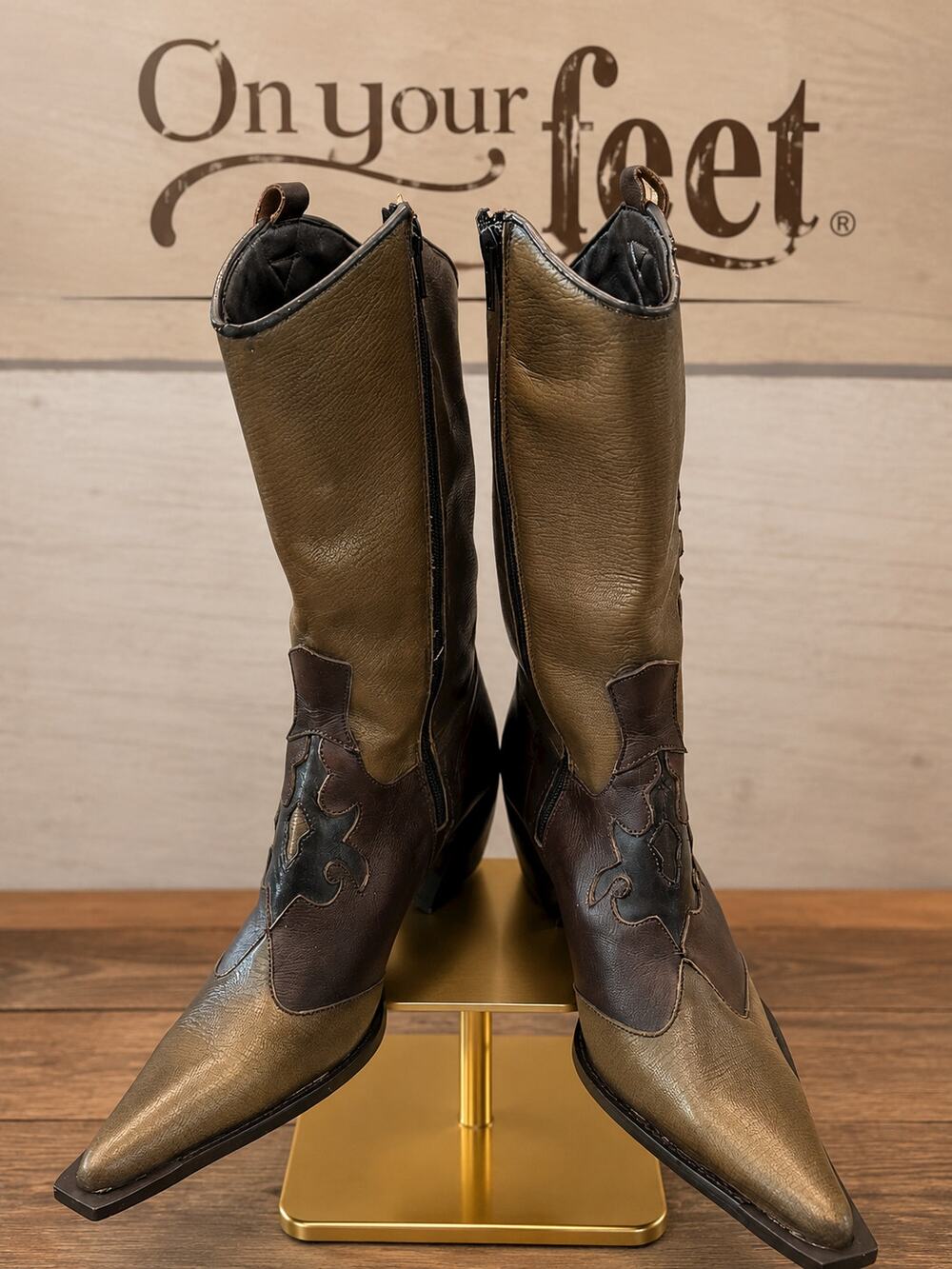 On Your Feet Bonanza Western Snip Cowboy Boots Leather 8.5M NWOB
